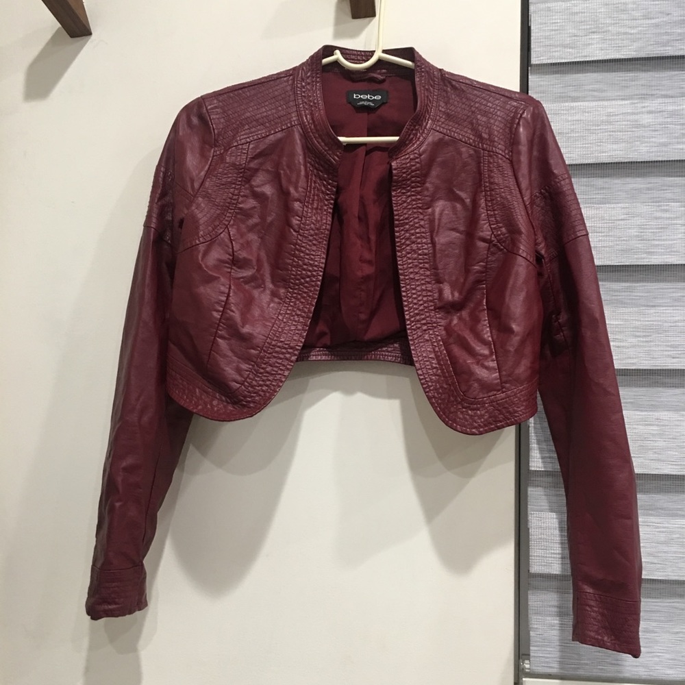 Bebe cropped bolero wine jacket s small